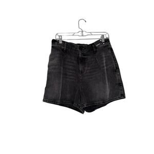 Express High Rise Baggy Black Denim Shorts